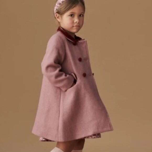 Brand New La Coqueta Dusty Pink Arrieta Girl Coat (NWT) Size 8 - Picture 3 of 4